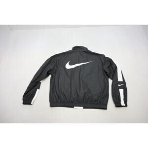 Nike Track Jacket Black Striped Full Zip Athletic Windbreaker Womens Sz Medium